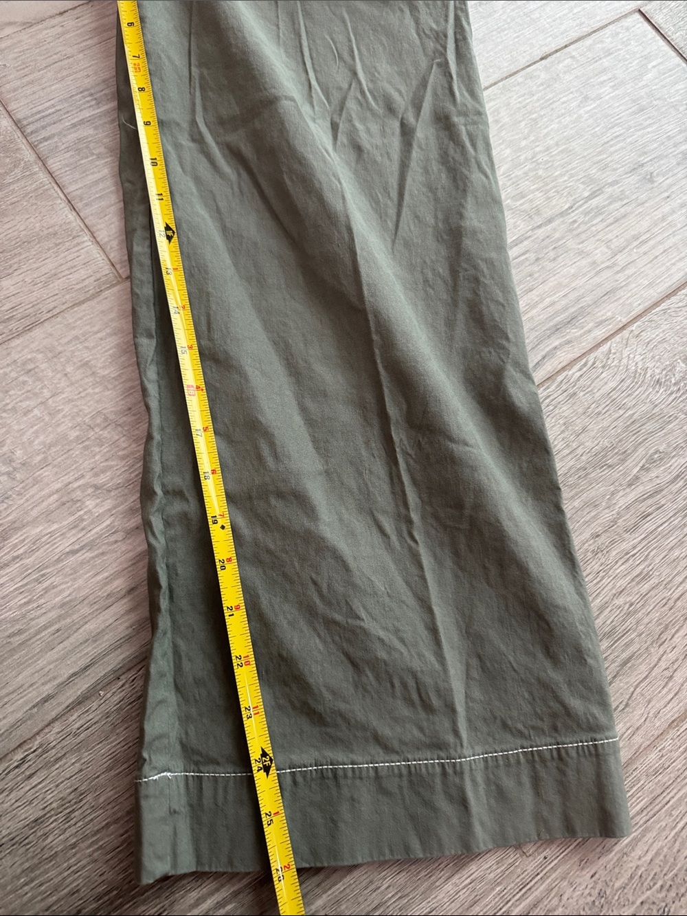 Maeve The Collette Sage Green Wide Leg Pants with Contrasting Stitch - Picture 8 of 12